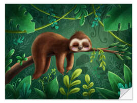 Selvklebende plakat Sleeping Sloth