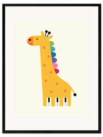 Kehystetty taidepainatus Giraffe Piano