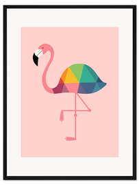 Gerahmter Kunstdruck Regenbogen-Flamingo
