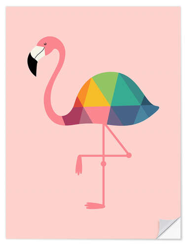 Wandsticker Regenbogen-Flamingo