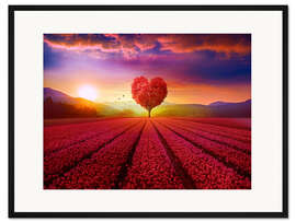 Gerahmter Kunstdruck Herzbaum