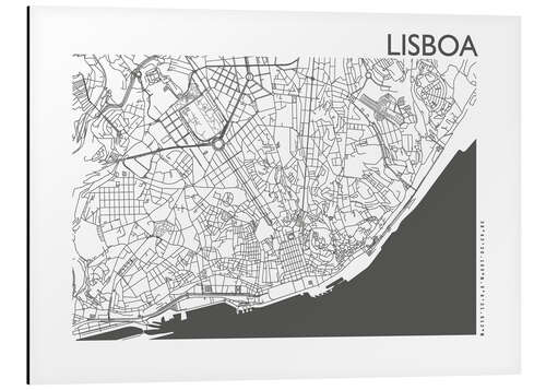 Aluminium print City map of Lisbon