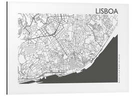 Alubild Stadtplan von Lissabon