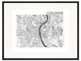 Gerahmter Kunstdruck Stadtplan von Köln