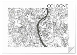 Sticker mural Plan de la ville de Cologne