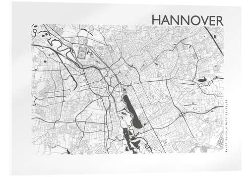 Tableau en verre acrylique Hannover – plan de la ville de Hanovre