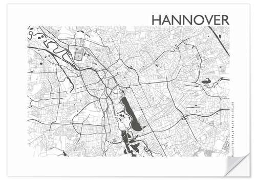 Sticker mural Hannover – plan de la ville de Hanovre