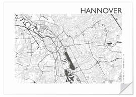 Sticker mural Hannover – plan de la ville de Hanovre