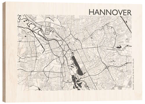 Hout print Hannover – city map