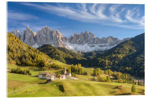 Acrylic print Villnos Valley in South Tyrol