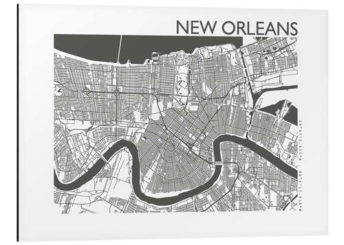 Cuadro de aluminio Mapa de la ciudad de Nueva Orleans