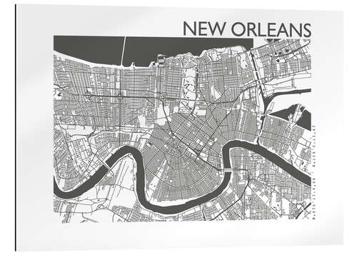 Cuadro de plexi-alu Mapa de la ciudad de Nueva Orleans