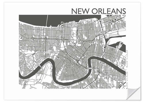 Selvklebende plakat City map of New Orleans