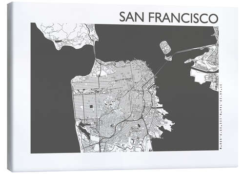 Lærredsbillede San Francisco – city map