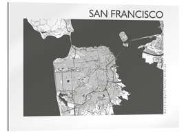 Stampa su plexi-alluminio San Francisco – mappa della città