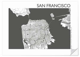 Vinilo para la pared San Francisco – mapa de la ciudad