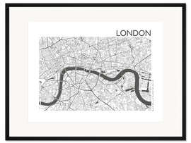 Gerahmter Kunstdruck Stadtplan von London II