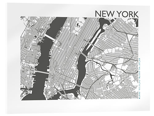 Tableau en verre acrylique New York – plan de la ville