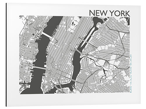 Stampa su alluminio New York – mappa della città