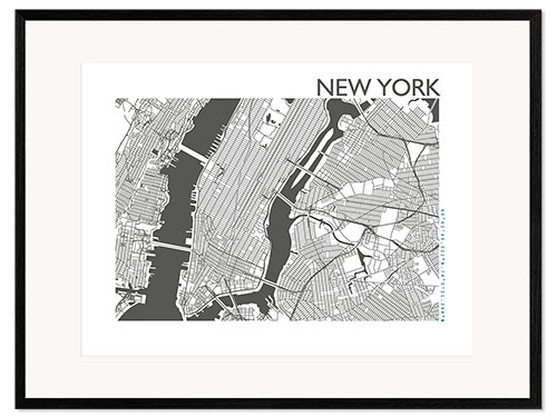 Gerahmter Kunstdruck New York – Stadtplan