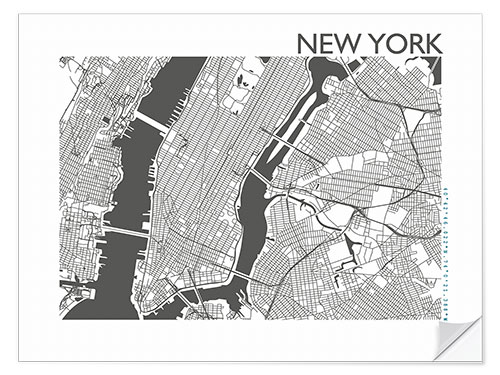 Sticker mural New York – plan de la ville