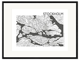 Gerahmter Kunstdruck Stadtplan von Stockholm IV