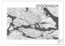 Wandsticker Stadtplan von Stockholm IV