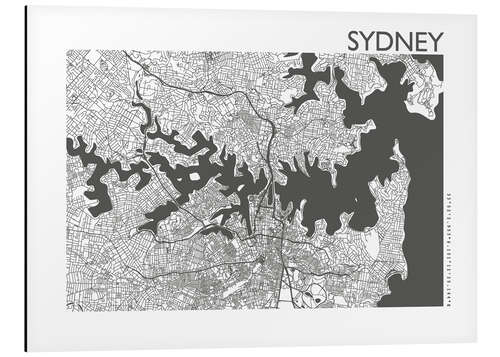 Aluminiumtavla Sydney – city map