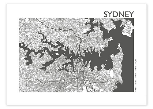 Poster Sydney – plan de la ville
