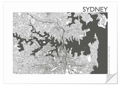 Sticker mural Sydney – plan de la ville