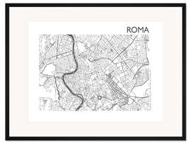 Gerahmter Kunstdruck Roma – Stadtplan von Rom