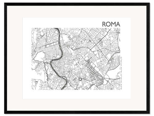 Impresión de arte enmarcada Roma – Mapa de la ciudad