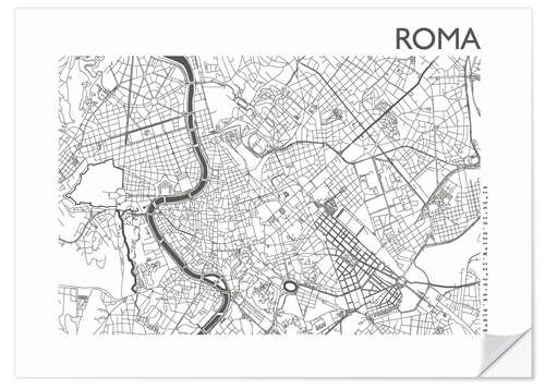 Selvklebende plakat Roma – City map of Rome