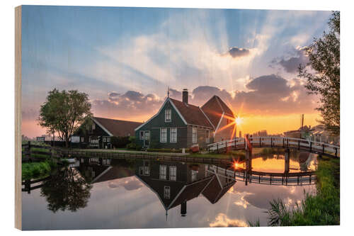 Wood print Zaanse Schans Holland