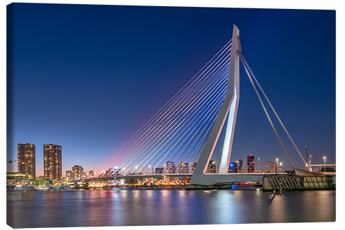 Lienzo Skyline de Rotterdam y el puente Erasmus