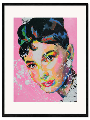 Impressão artística com moldura Audrey Hepburn rose