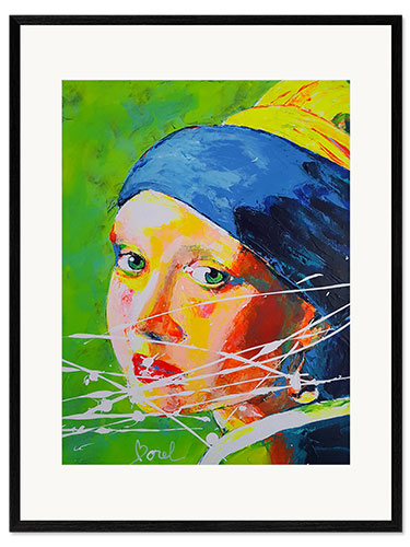 Framed art print La jeune fille à la Perle inspirée de Veermer