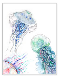 Tavla Sea life - jellyfish - Verbrugge Watercolor