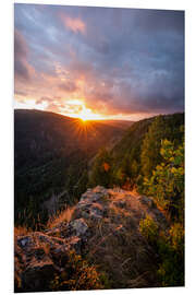 Foam board print Dramatic sunset on a cliff in the Harz