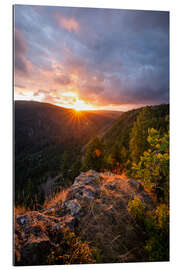 Gallery print Dramatic sunset on a cliff in the Harz