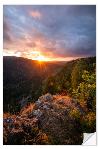 Wandsticker Dramatischer Sonnenuntergang an einer Klippe im Harz