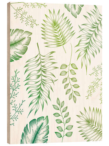 Wood print Tropical leaves