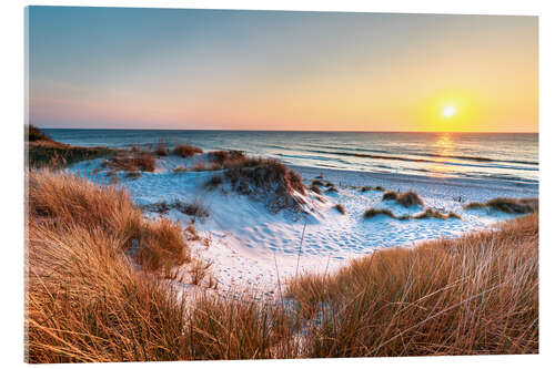 Acrylic print Sunset at the Darßer Weststrand, Baltic Sea coast