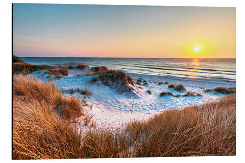 Aluminiumsbilde Sunset at the Darßer Weststrand, Baltic Sea coast