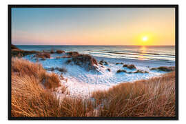 Gerahmter Kunstdruck Sonnenuntergang am Darßer Weststrand, Ostseeküste
