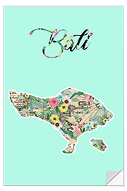 Wandsticker Bali Vintage Karte