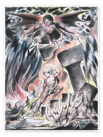 Wandbild  Hiobs Söhne und Töchter werden von Satan überwältigt - William Blake