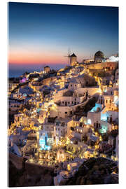 Acrylic print Santorini at the blue hour