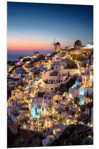 Foam board print Santorini at the blue hour