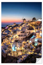 Wandsticker Santorini zur blauen Stunde